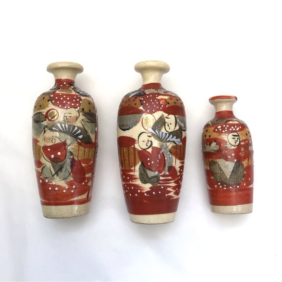 Mid-Century MINIATURE Moriage Ceramic Vases, Set of 3 - Picture 5 of 14